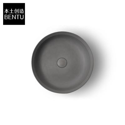 China BENTU Hui Modern Design Modern Design Minimalist Hotel Bathroom Wash Basin UHPC Home Toilet Concrete Round Wash Basin for sale