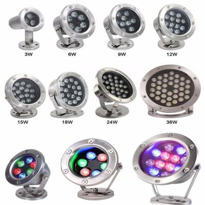 China For Garden Wholesale 24V 6W Waterproof Stainless Steel RGB Water Fountain Light for sale