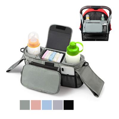 China Universal Large Storage Baby Stroller Bag Organizer Unisex Baby Diaper Bag With Insulated Cup Holders Large Shoulder Strap Storage Customized for sale