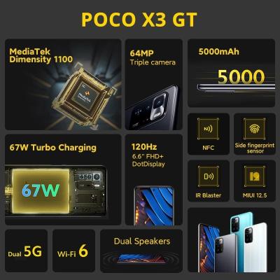 China POCO X3 GT 8GB 128GB Mobile Phone NFC Global Version MTK Dimensity Dual SIM Card Brand New Original 1100 6.6