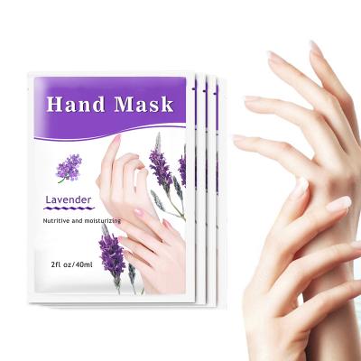 China Nourishing Private Label Lavender Organic Disposable Exfoliating Paraffin Moisturizing Peeling Glove Hand Masks for sale