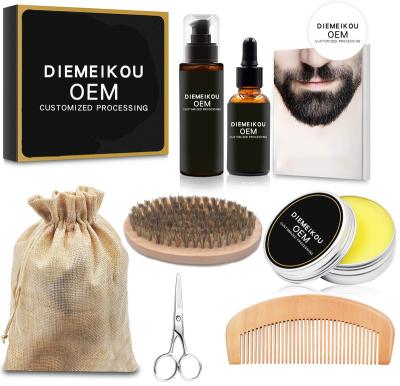 China 2020 Hot-sale Christmas Grooming DEEP CLEANING Kit with Private Label Beard Oil Beard Balm Comb Brush for sale