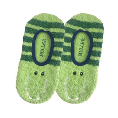 China Antibacterial Women's Lightweight Fuzzy Ankle Socks Low Cut With Striped And Cute Frogs Pattern for sale