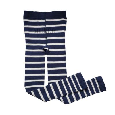 China Baby Winter Tights Cotton Kids Viable Stretchable Gaiters Full Length Pants With Stripes And Ruffles On The Ankle for sale