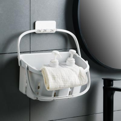 China Manyou pp Solid Color Sustainable Material Plastic Multifunctional Cavity Bath Hanging Storage Basket for sale