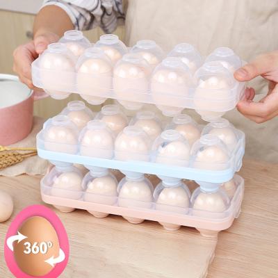 China Viable Grid PP 18 PCS PP Material Cheap Affordable Kitchen Refrigerator Egg Storage Box for sale