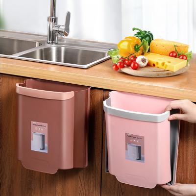 China Low Price Viable Kitchen Organizer Factory Direct Cupboard Door Hanging Waste Type Folding Waste Bin for sale