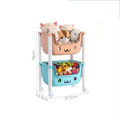 China Cost Effective Kids Movable 2 Layer Kids Plastic Storage Cabinet Rack For Spice With Wheels Organizer for sale