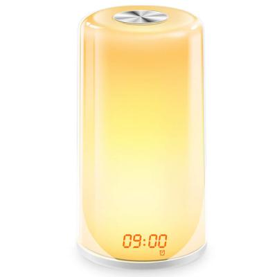 China Home Essentials Multifunctional Touch RGB Colored Bedside Items Table Lamp Bedroom Sunrise Alarm Clock Wake Up Light for sale