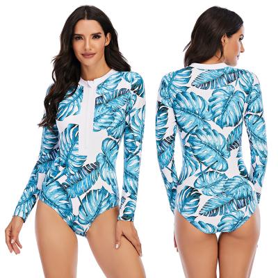 China ST1101 breathable plus size swimsuit 2021 long sleeve sports style one piece custom bikini surfing sprints backless for women swimwear for sale