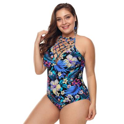 China ST9203246 Women's Cross One Piece Swimsuit Hollow Out Plus Size Neckline Bulge Hot Spring Conservative Backless Bikini for sale