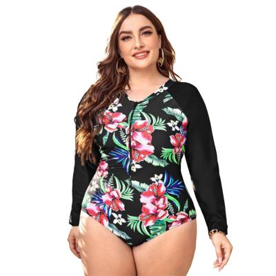 China 2022 Sexy One Piece Zipper Printing Lager Dimension Women's Long Sheath Swimsuit Plus Size ST9203275 for sale