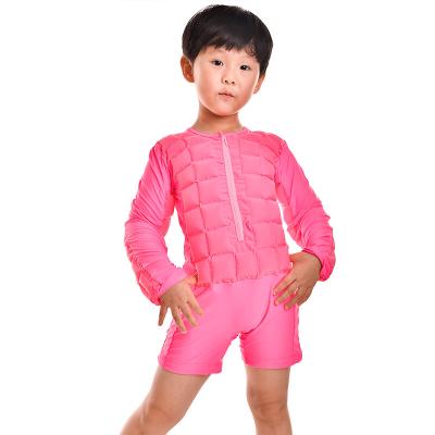 China Removable Padded Baby Water Float Pool Float Long Sleeve Swimsuit Summer Training One Piece Kids Inflatable Swimwear for sale