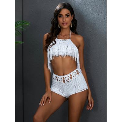 China Crochet Knitted Bikini Tassel Strap Upper Sexy Breast-Wrapped Swimsuit Women High Quality Plus Size Hand Wrapped ST9203354 for sale