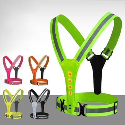 China Outdoor Sports Reflective Elastic Light Night Belt Water Proof LED High Visibility Vest Adjustable Flashing Running Lamp for sale