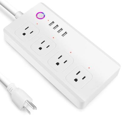 China Home Appliance Tuya Wifi Smart Plug Power Strip EU UK 4 Outlets With USB Charging Port For Alexa And Google Home for sale