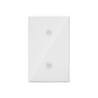 China Control tuya IoT smartlife 2Gang 10A USA wifi 2Gang 10A smart light wall switch, phone app outdoor and Alexa/Google voice auxiliary control for sale