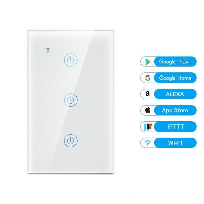 China Smart Home System 1/2/3 Strip Smart Wall Switch With Voice Remote Control Alexa WIFI Home Crystal Glass Touch Control Tuya APP Google Smart Switch for sale