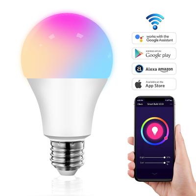 China Tuya Residential APP Amazon Alexa Google Home Voice Control Smart Home RGB Color WiFi Remote Control Compatible LED Bulb Lights for sale