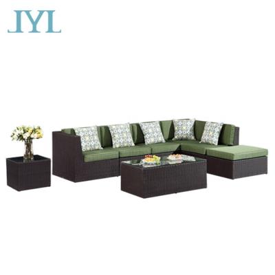 China UV-resistant modern aluminum frame L shape garden rattan conner sofa set for sale