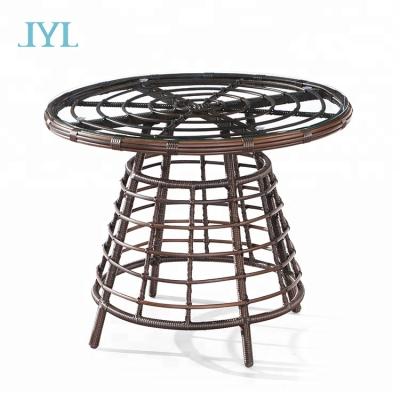 China UV-resistant classic outdoor round rattan aluminum table with glasstop for sale