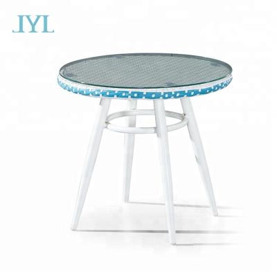 China Newest Small Balcony Outdoor Rattan Round Table Garden 3 Pcs Set UV-Resistant for sale