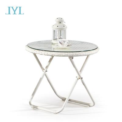 China UV-Resistant Foldable Aluminum Side Table Small Balcony Resort Rattan Outdoor Furniture for sale