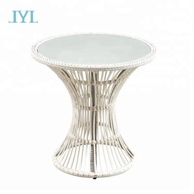 China UV-resistant original design small garden rattan white outdoor table with aluminum frame for sale