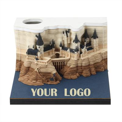 China Custom Magic Memo Pad Novelty Craft Paper Castle USA and Europe 3D Logo Luxury Business Gifts With LED Light for sale