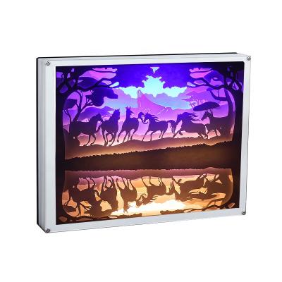 China Europe 2020 Hot Sale Customized Paper Cut Art Crafts Paper Cut Light Box 3D Led Shadow Night Light for sale