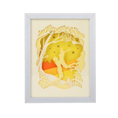 China Custom New Products Plastic Art Shadow Box Framed Paper Cut Light Box With Plastic Shadow Box Frame for sale