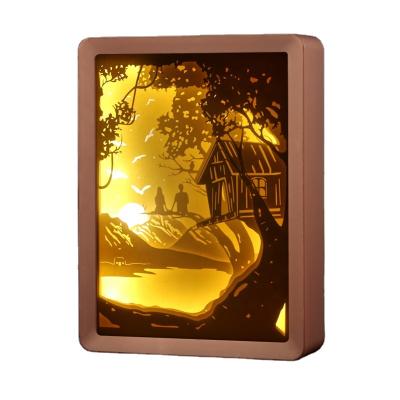 China 2020 New Products Plastic Colored Plastic Led Light Shade Frame Paper Diorama Box Diorama Frame For Living Room for sale