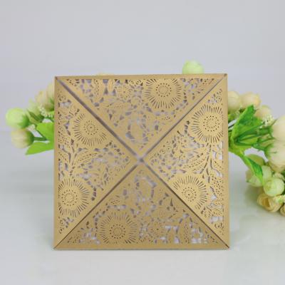 China Europe Pearl Paper Laser Cut Wedding Invitation Card Custom Design Paper Crafts Greeting Cards With Envelope for sale