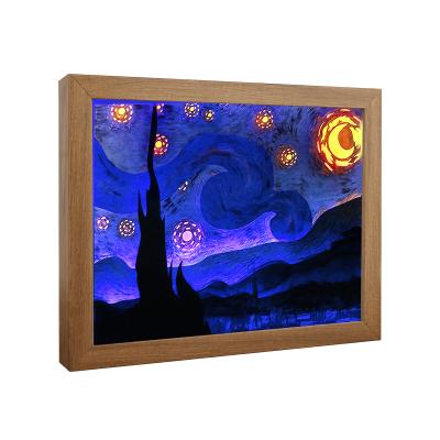 China Europe Paper Cut 3D Light Box Shadow Box Frame Art Led Night Light Box Photo Picture Frame Decoration Craft for sale