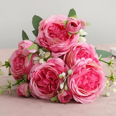 China Home Party Wedding Decoration Artificial Flowers Silk Peonies Faux Flowers Arrangements Table Centerpieces for Wedding Office Party Home Decoration for sale