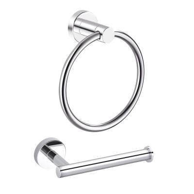 China Sustainable Wholesale 2-PIECE Paper Towel Holder, Towel Ring, Luxury Bathroom Accessories Set For Hotel for sale