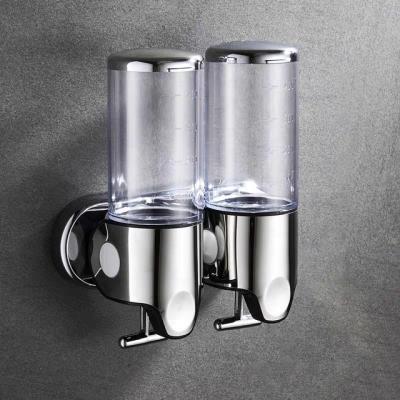 China Modern 2in1 Bathroom Stainless Steel ABS Shampoo Conditioner Shower Gel Dispenser Shampoo And Conditioner Dispenser Home Wall With Lock for sale