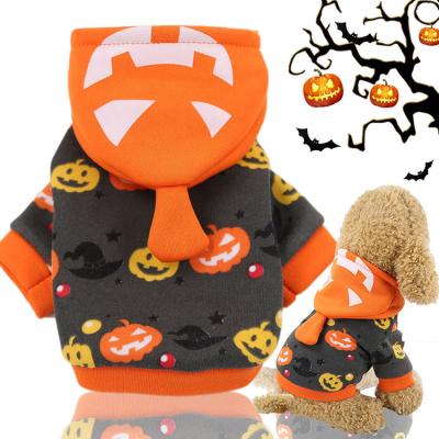 China Viable Wholesale Halloween Pet Costumes Cute Pumpkin Halloween Cosplay Dog Hoodies Apparel for sale