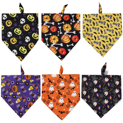 China Viable Wholesale Pet Supplies Customized Logo Print Dog Bandana Pumpkim Halloween Pet Bandana for sale