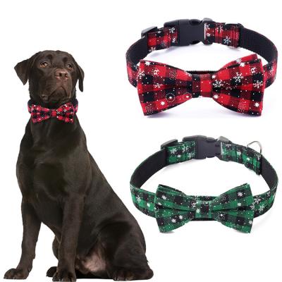 China Viable Amazon Hot Sale Christmas Snowflake Design With Bow Tie Safety Detachable Pet Cat Collars for sale