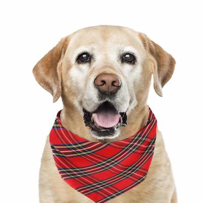 China Viable Wholesale Red Christmas Cotton Plaid Classic Dog Bandana Adjustable Dog Scarf Bandana for sale