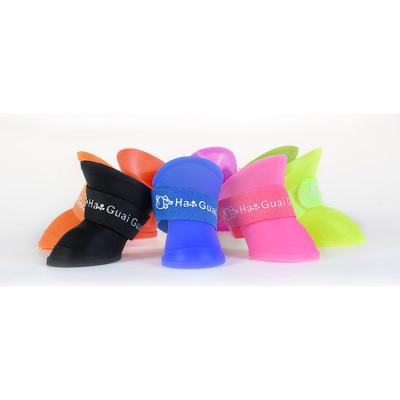 China Viable 4pcs Candy Colors Silicon Anti-Slip Waterproof Rubber Puppies Rain Shoes Dog Boots Paws Cover for sale