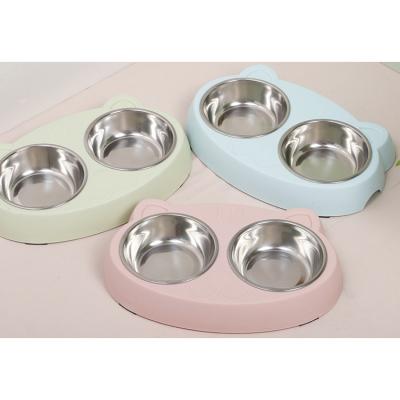 China Sustainable Cat Bowls Premium Stainless Steel Double Dog Bowls and Cat Food Bowls for Small Dogs and Cats for sale