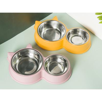 China Sustainable Premium Cute Modeling Stainless Steel Pet Food Water Rolls Pet Bowls With No-slip Base for sale