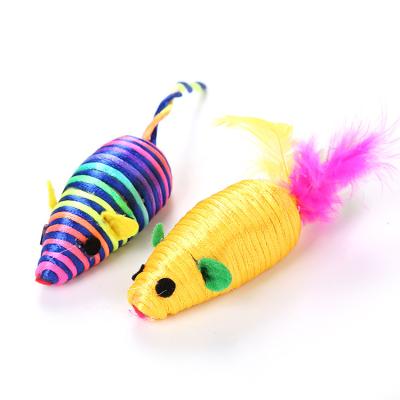 China Viable Interactive Mouse Cat Toy Feather Fur Mice Catnip Cat Toys by Toy For Cat Plastic Vine Crochet Game Mouse for sale