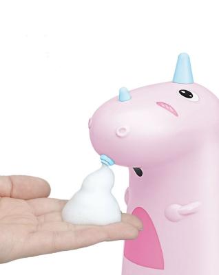 China Portable Pink Automatic Foam Soap Dispenser Cartoon Dinosaur Hand Sanitizer Desktop Dispenser For Kids for sale