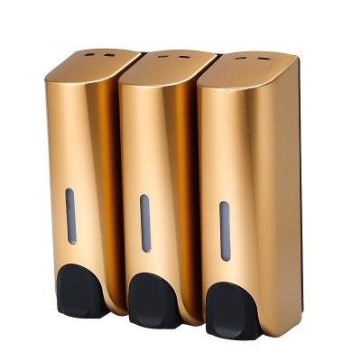 China Foam Soap Dispenser Three Chambers Shampoo Shower Gel Dispenser Wall Mounted Triple Lotion Dispenser Set for sale