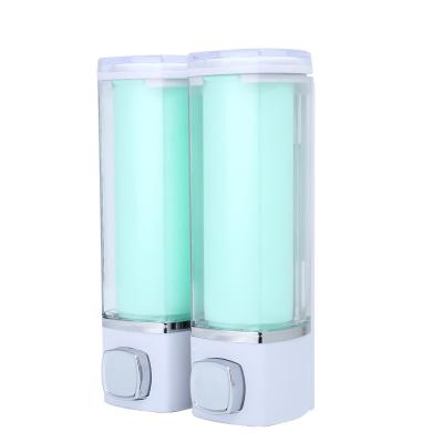 China Wall Mounted Foam Soap Dispenser Double Chambers Liquid Soap Dispenser Shower Shampoo Lotion Dispenser for sale