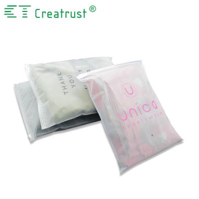 China Recyclable Waterproof Zip Lock Frosted Flat Poly Bag Slider Zipper Tote Bag For Underwear Garment Zipper Poly Bag for sale