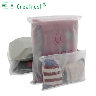 China PVC Packaging Factory Recyclable Resealable LDPE Poly Laminated Offset Printing Recyclable Ziplock Ziplock Zipper Garment Bag White Top And Frosted for sale